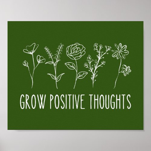 Grow Positive Thoughts Aesthetic Poster