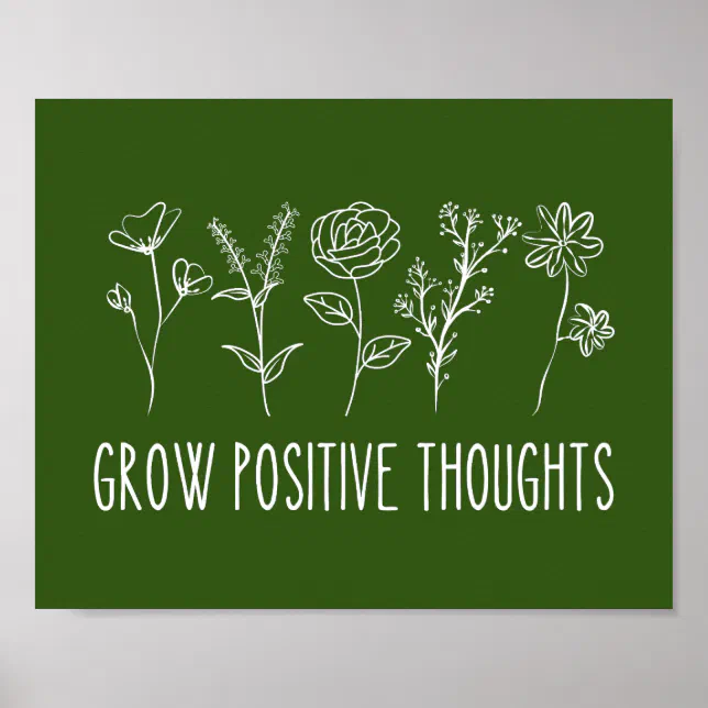 Grow Positive Thoughts Aesthetic Poster | Zazzle