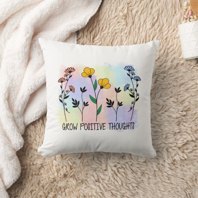 Grow positive thoughts throw pillow (Blanket)