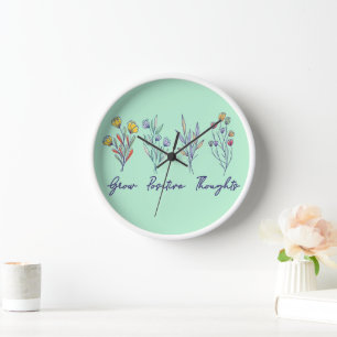 Grow Positive Thoughts Wildflower Floral Plant Clock