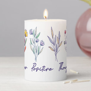 Grow Positive Thoughts Wildflower Floral Plant  Pillar Candle