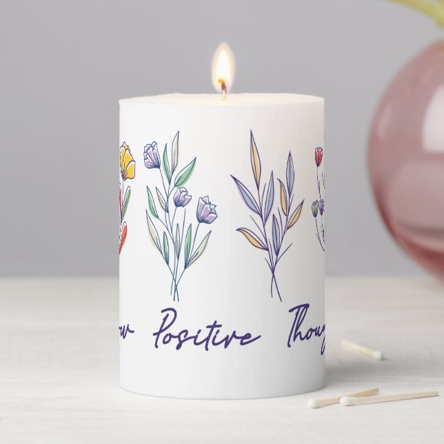 Grow Positive Thoughts Wildflower Floral Plant  Pillar Candle (In Situ)