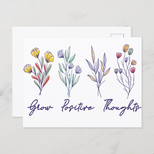 Grow Positive Thoughts Wildflower Floral Plant  Postcard