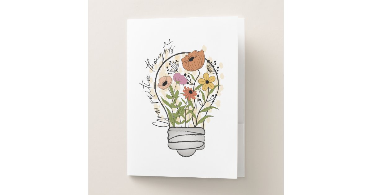 Grow positive thoughts Wildflowers Inspirational Pocket Folder | Zazzle