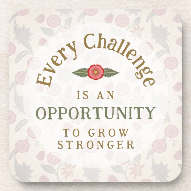 "Grow Stronger" Affirmation Beverage Coaster (Front)