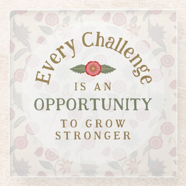 "Grow Stronger" Affirmation Glass Coaster (Front)