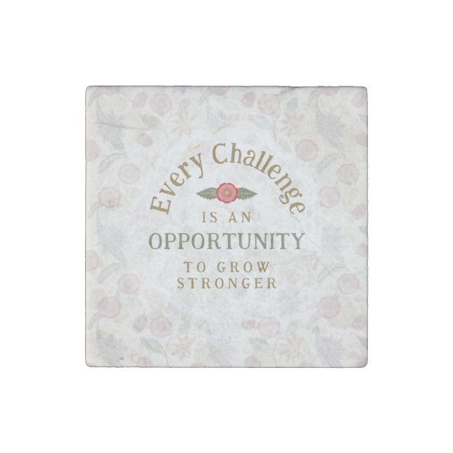 "Grow Stronger" Affirmation Stone Magnet (Front)