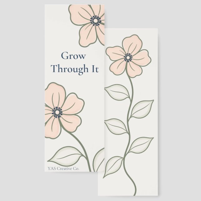 Grow Through It Floral Reading Tracker Bookmark (Front & Back)