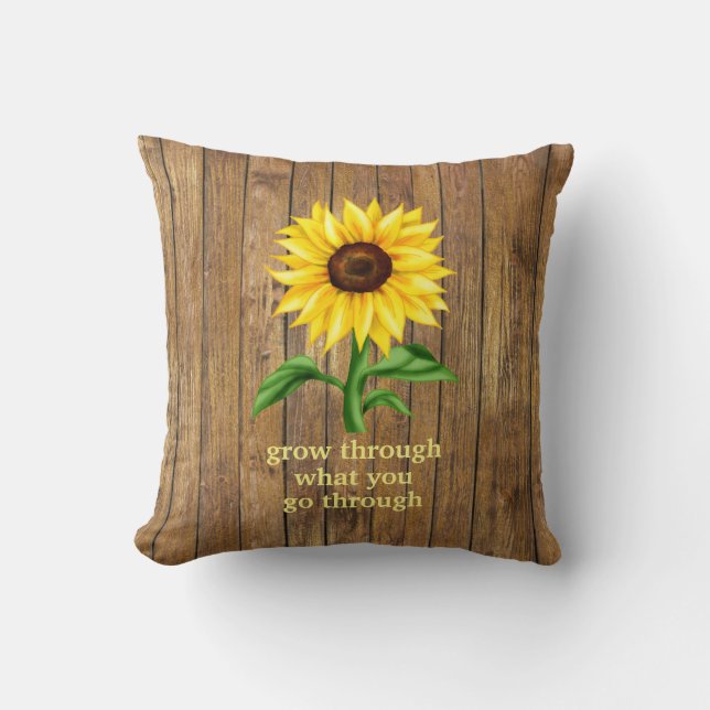 Grow Through What You Go Through Motivational Throw Pillow (Front)