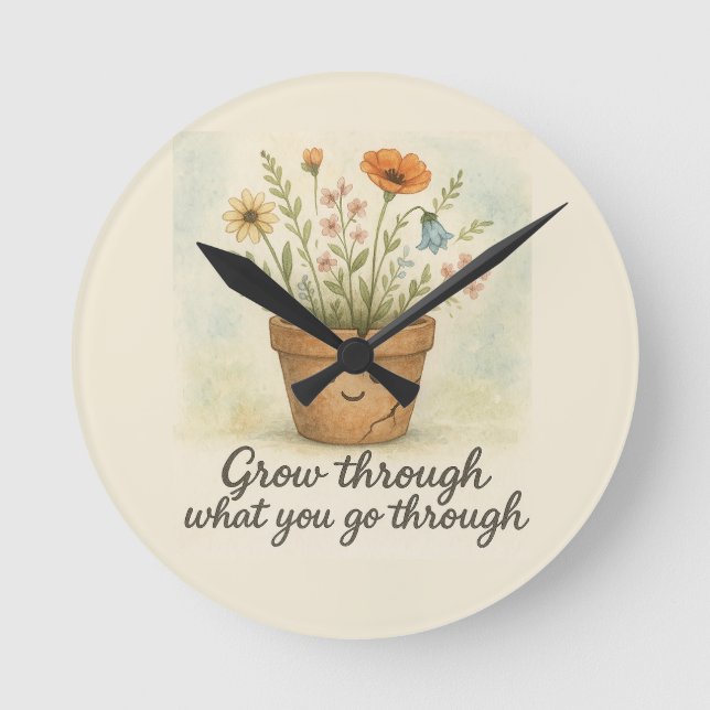 Grow Through What You Go Through Round Clock (Front)