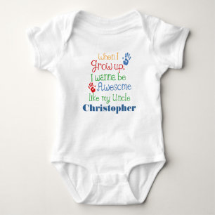 Grow Up Awesome Like My Uncle personalized Baby Bodysuit