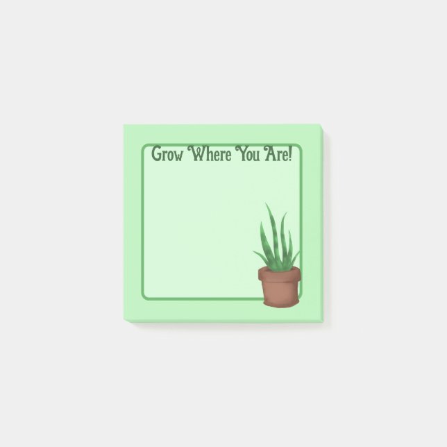 Grow Where You Are! (Pretty Potted Plant) Post-it Notes (Front)