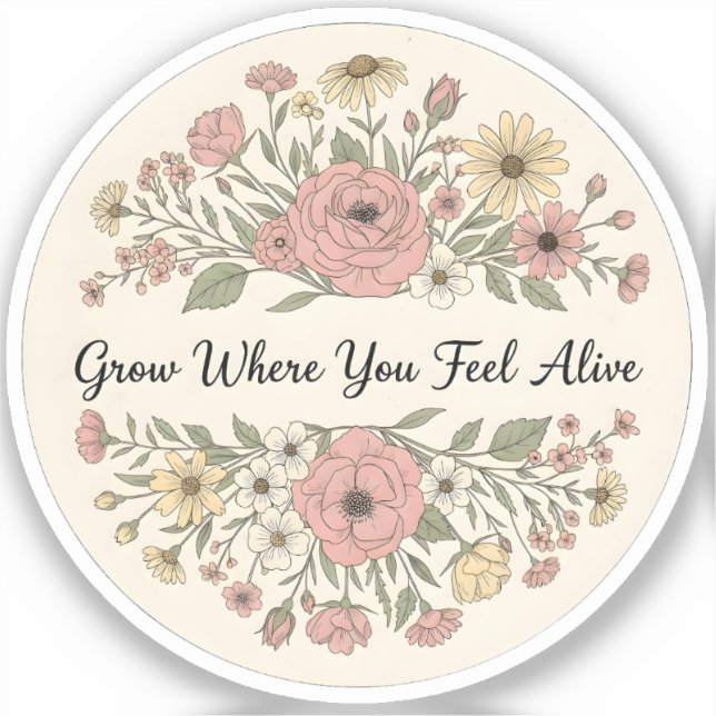 Grow Where You Feel Alive Sticker (Front)