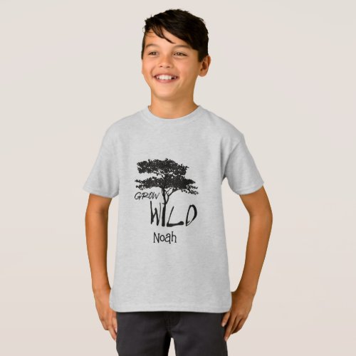 Grow wild _ boy t_shirt customizable name