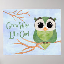 Grow Wise Little Owl Watercolor Effects