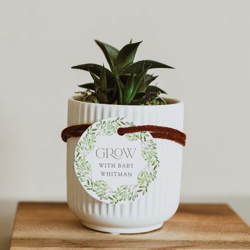 Grow With Baby Woodland Wreath Baby Shower Plant Favor Tags