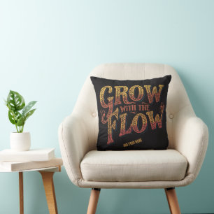 Grow With The Flow Custom Name Retro 70s Typograph Throw Pillow