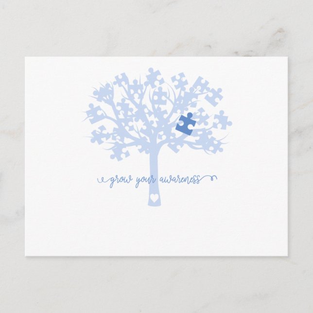 Grow Your Awareness With Tree Autism Tshirt Announcement Postcard (Front)