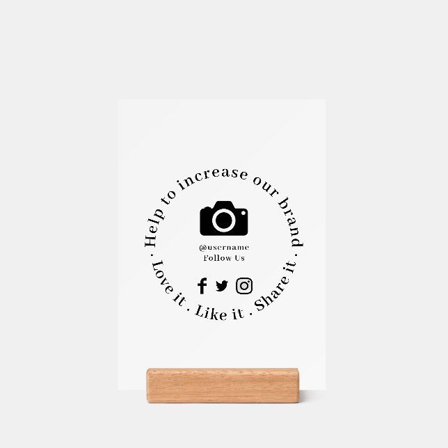 Grow Your Business | Social Media Followers Sign Holder (Woodblock)