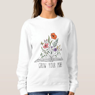 Grow Your Mind Boho Wildflower and Book Sweatshirt