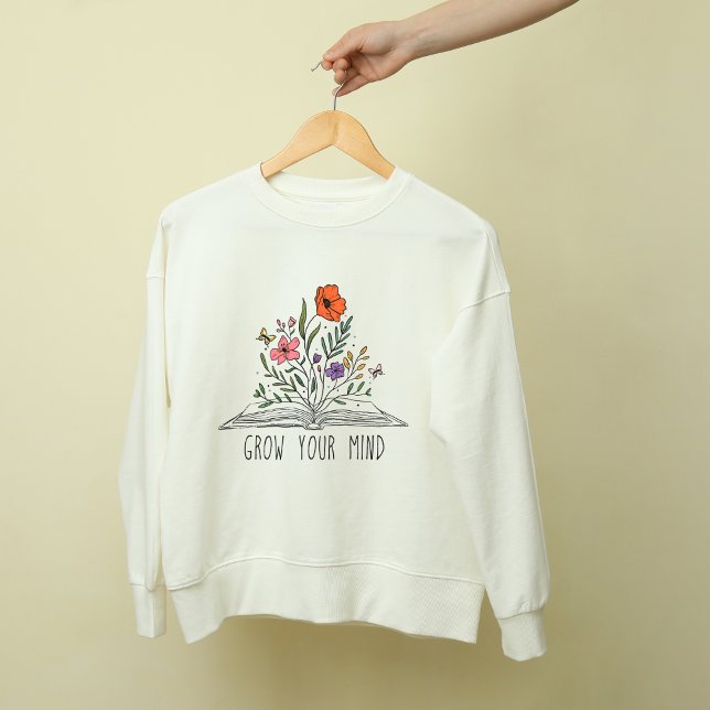 Grow your mind Boho Wildflower and book Sweatshirt (Creator Uploaded)