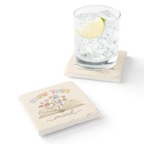 Grow Your Mind Book Lover Reading is Love Stone Coaster