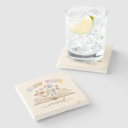 Grow Your Mind Book Lover Reading is Love Stone Coaster