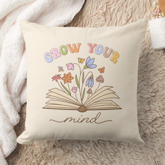 Grow Your Mind Book Lover Reading is Love Throw Pillow (Blanket)