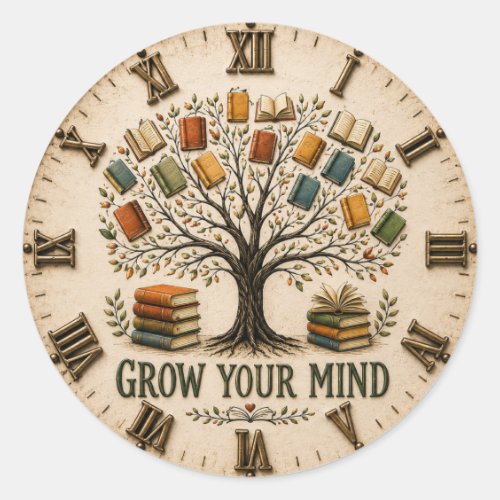 Grow Your Mind Book Reading Teacher Gift Classic Round Sticker