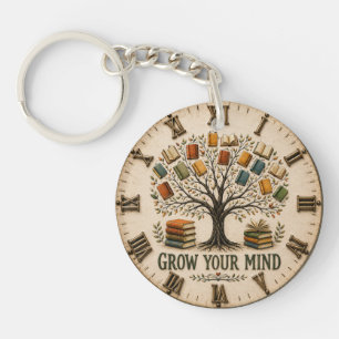 Grow Your Mind Book Reading Teacher Gift Keychain