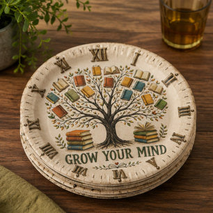 Grow Your Mind Book Reading Teacher Gift Paper Plates