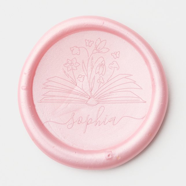 Grow your Mind Floral Library Book Wax Seal Sticker (Front)