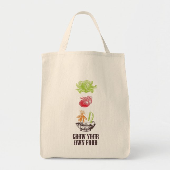 Grow Your Own Food Grocery Tote Bag (Front)