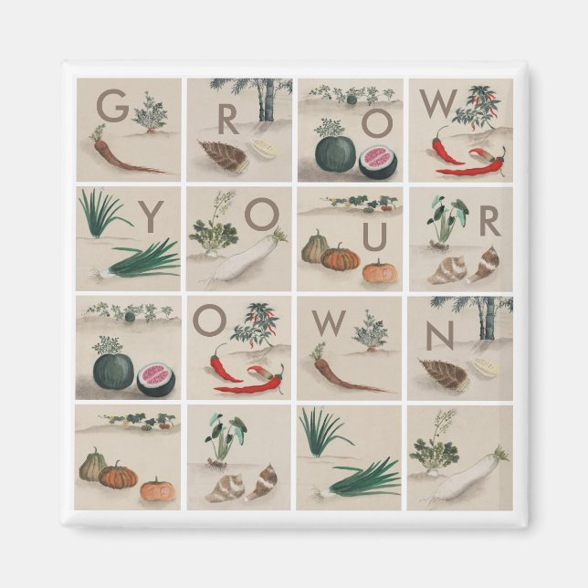 Grow Your Own Organic Vegetables Squares Magnet (Front)