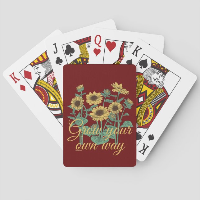 GROW YOUR OWN WAY inspirational floral             Poker Cards (Back)