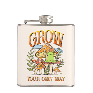 "Grow Your Own Way"   Meditating Frog & Mushroom Flask