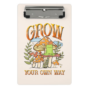 "Grow Your Own Way" Meditating Frog & Mushroom Mini Clipboard