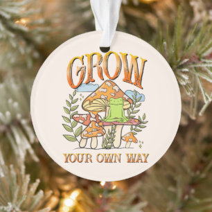 "Grow Your Own Way"   Meditating Frog & Mushroom Ornament
