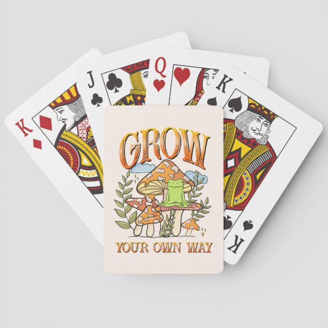 "Grow Your Own Way" | Meditating Frog & Mushroom Poker Cards (Back)
