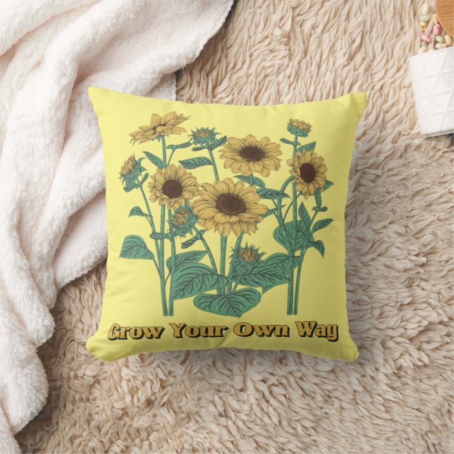 Grow your own way sunflowers  throw pillow (Blanket)