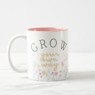 Grow Your Own Way Wildflower Mug Boho Pastel Cup
