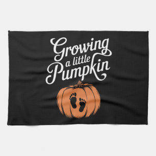 Growing A Little Pumpkin Fall Pregnancy Kitchen Towel
