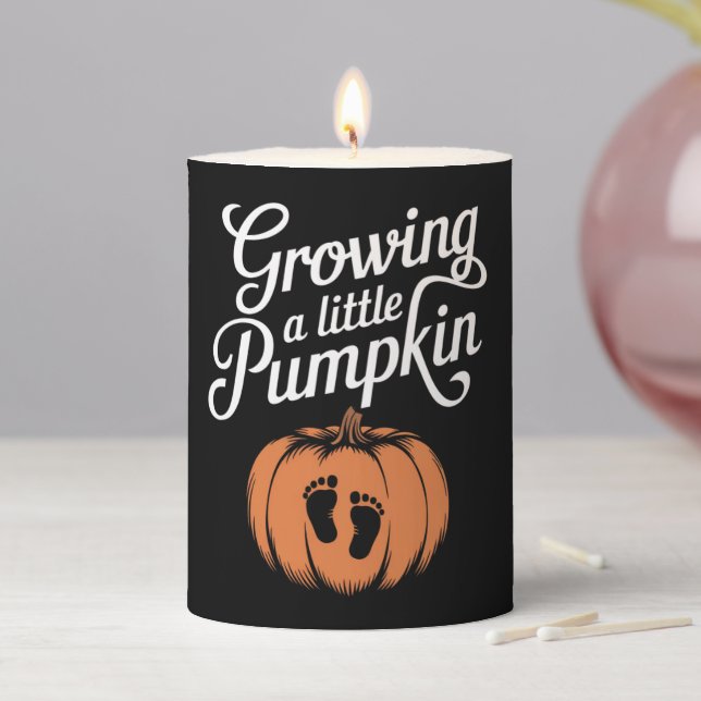 Growing A Little Pumpkin Fall Pregnancy Pillar Candle (In Situ)