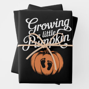 Growing A Little Pumpkin Fall Pregnancy Wrapping Paper Sheets