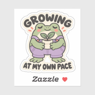 Growing at My Own Pace Gardener Frog Sticker