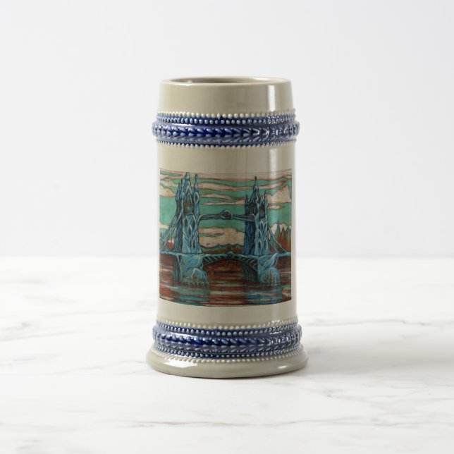 Growing Bridge in a fantasy city Beer Stein (Center)