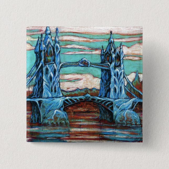 Growing Bridge in a fantasy city Button (Front)