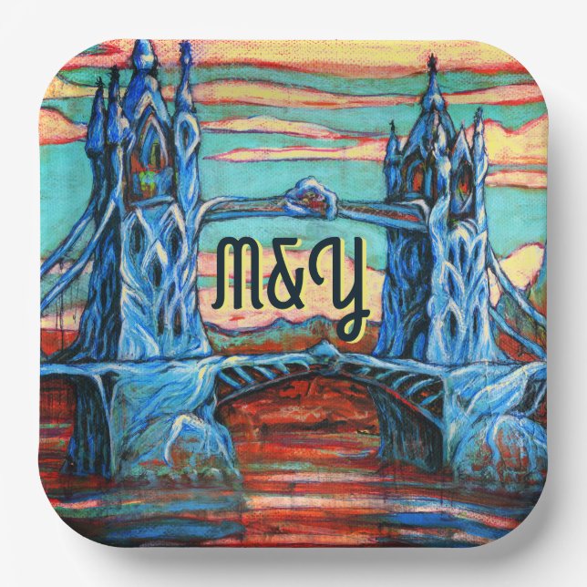 Growing Bridge in a fantasy city Dinner Plate (Front)