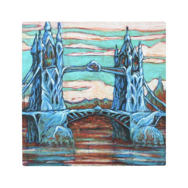 Growing Bridge in a fantasy city Metal Print (Front)