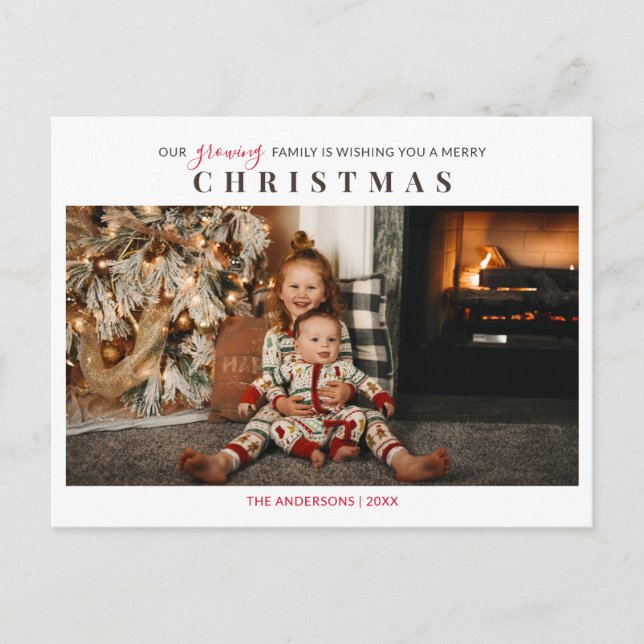Growing Family Children Photo Merry Christmas Postcard (Front)